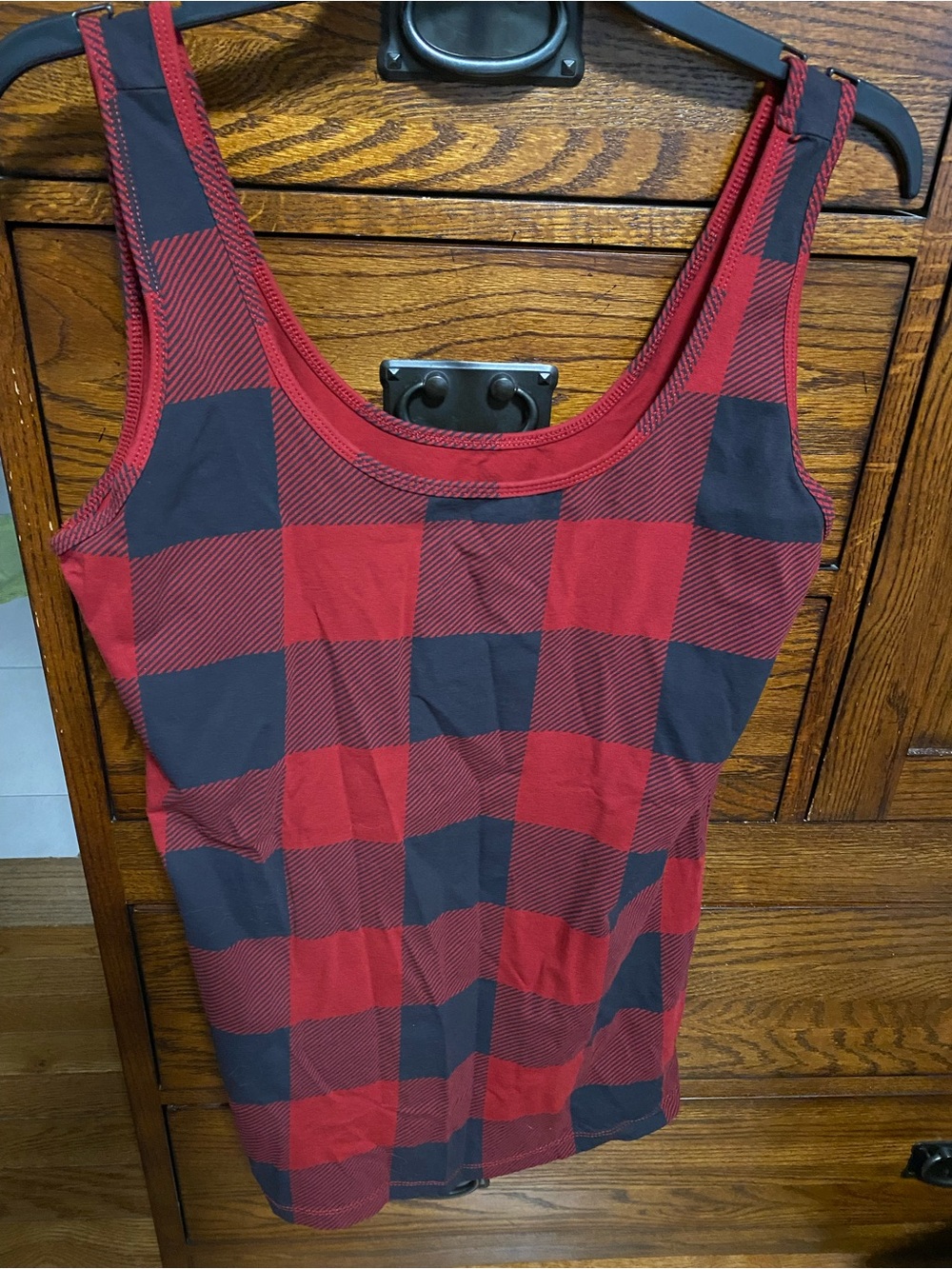 Maurices Red and Black Buffalo Plaid Tank Top, XL women’s